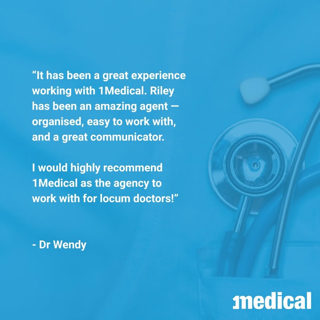 Congratulations to Riley Whelpton on this fantastic testimonial from one of our locum doctors. “It has been a great expe...